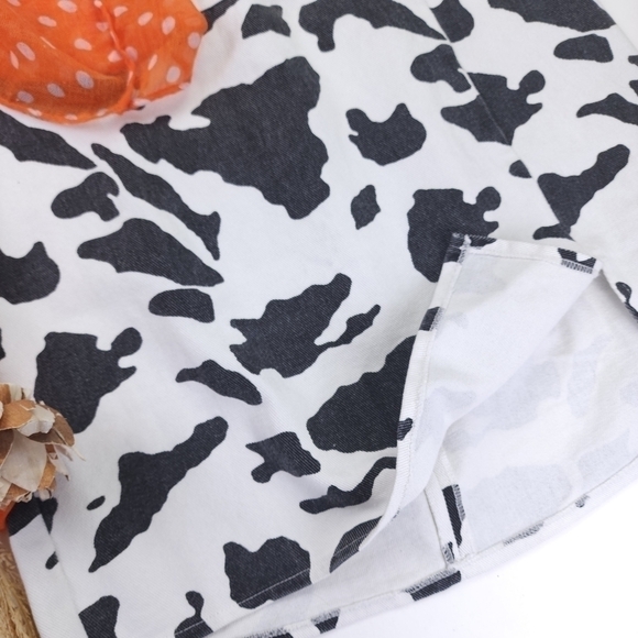 Tribe White Black Animal Print Denim Skirt Sz L - Picture 4 of 8